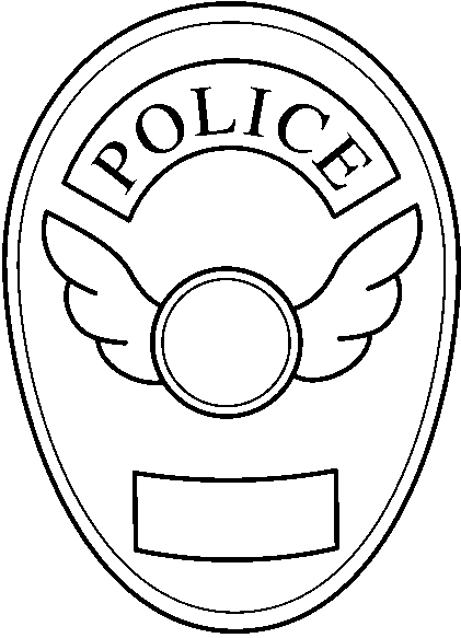 Police badge black and white clipart kid 2