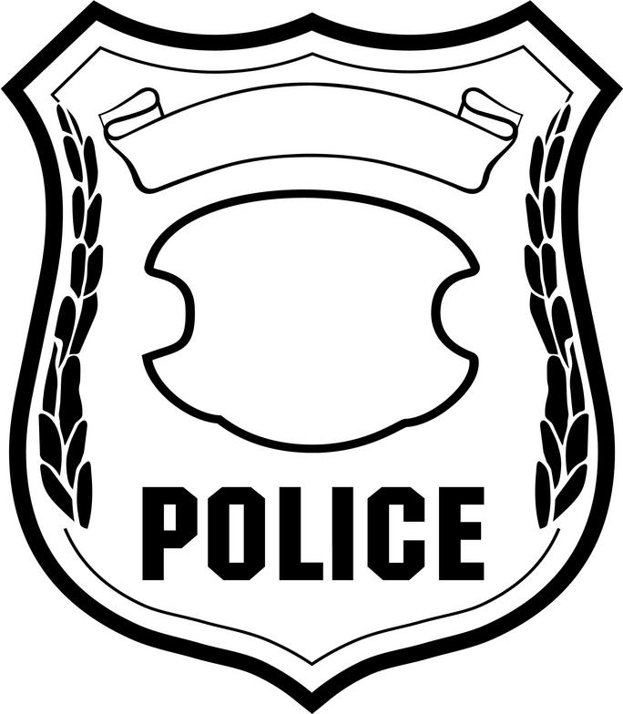 Police badge black and white clipart kid
