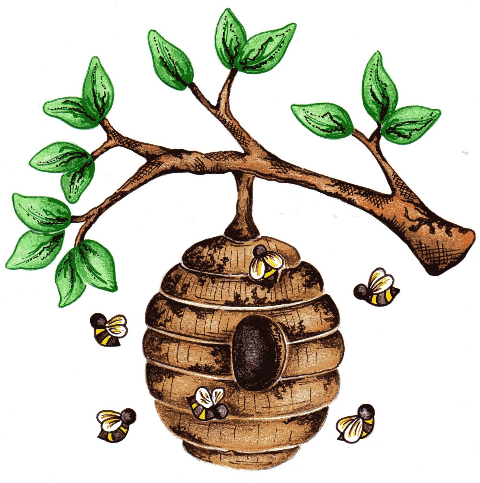 Beehive images for bee hive in tree clip art