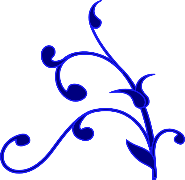 Blue outline flower vine clip art vector