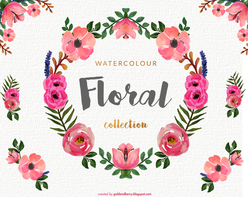 Freebies watercolor floral clip art collection roses and 2
