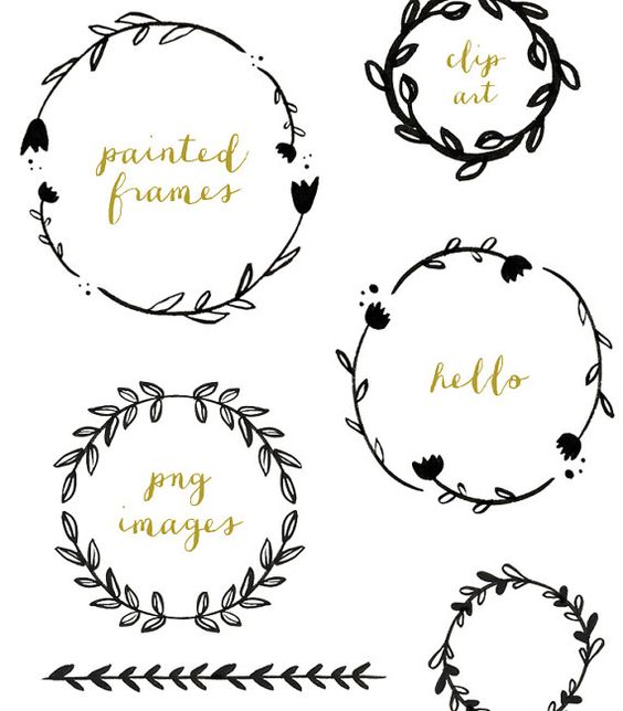 Handpainted branches wreath clip art and wreaths