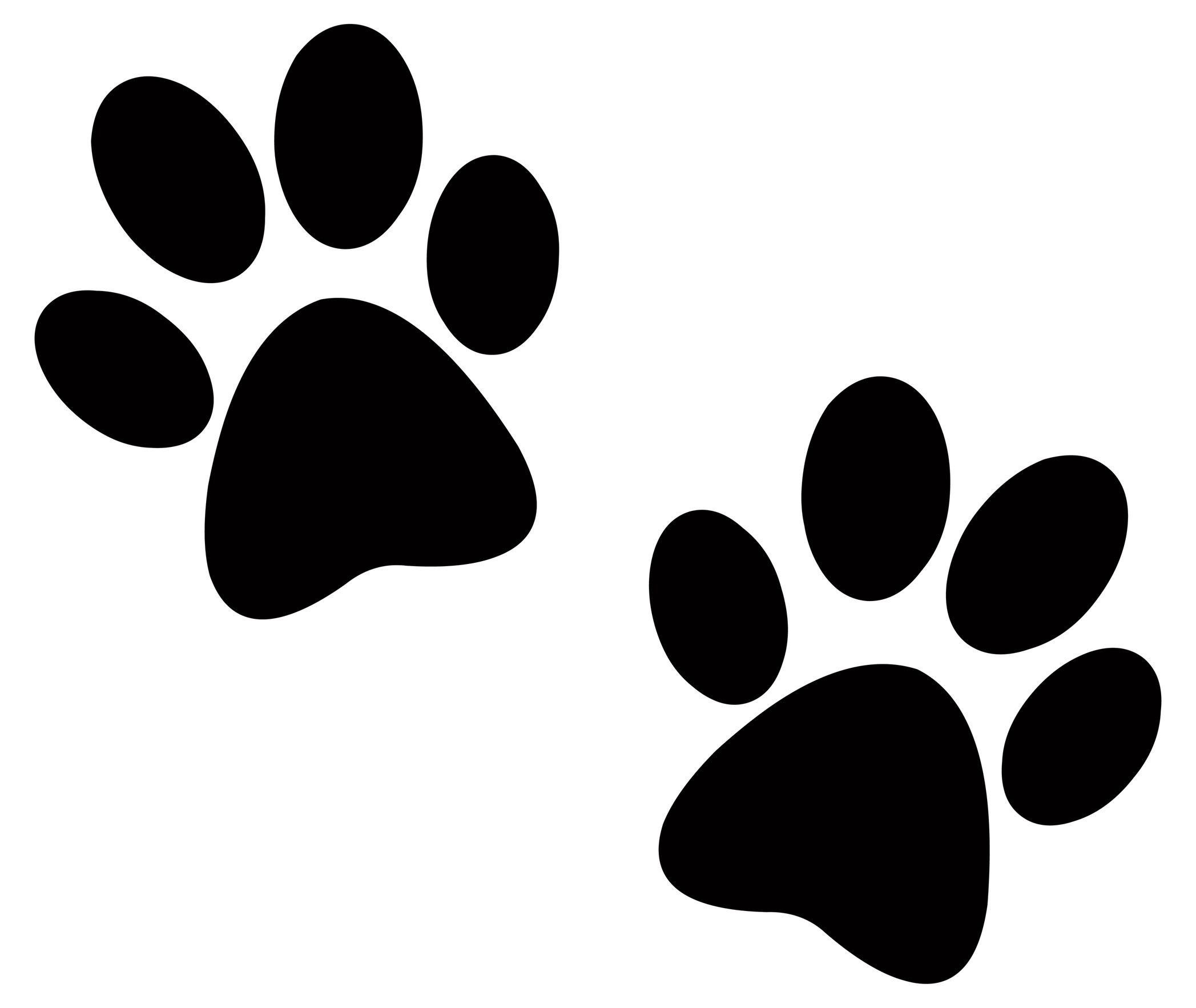 Paw print black and white clipart kid