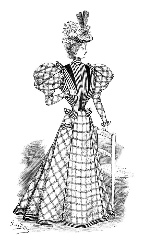 Victorian lady clip art black and white fashion clipart vintage