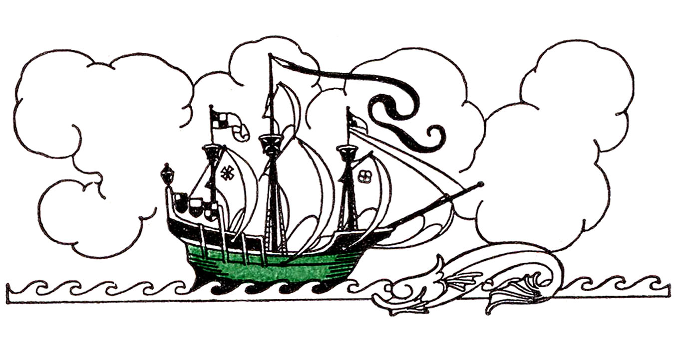Vintage clip art pirate ship the graphics fairy