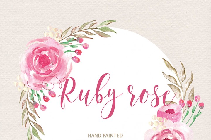 Watercolor ruby rose clipart watercolor flower pink floral