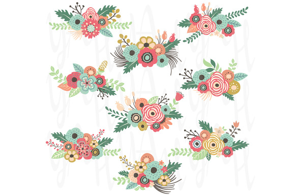 Wedding floral wreath clip art illustrations on creative market