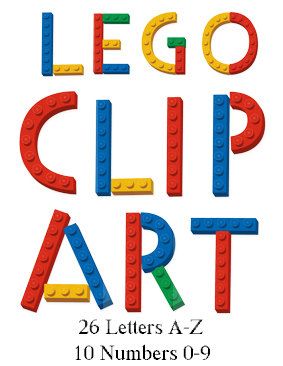 Alphabet lego letters and numbers on clipart