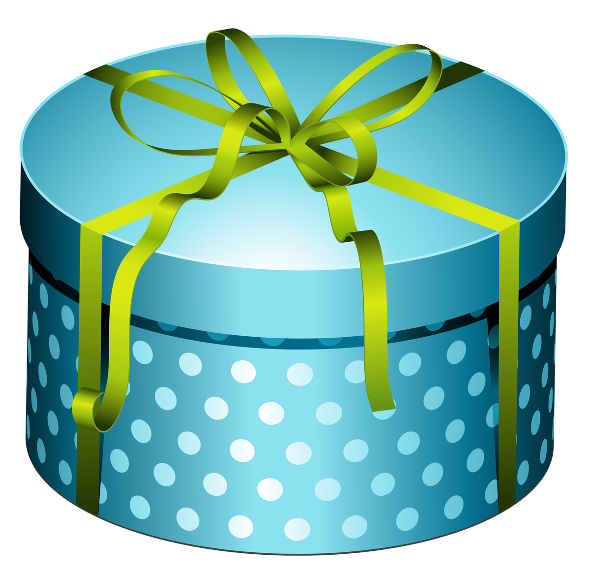 Blue round present with bow clipart