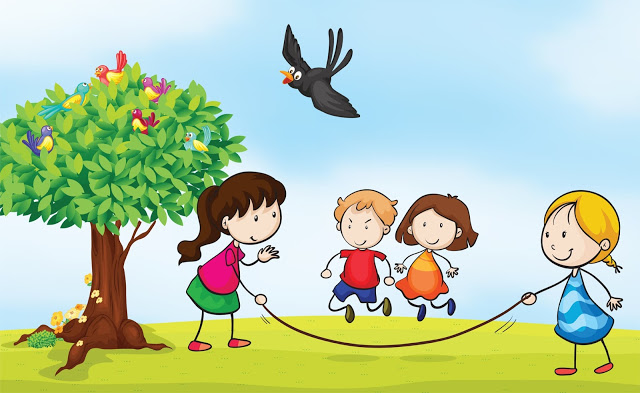 Children playing playing outside clipart kid