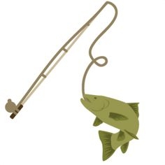 Fishing pole with fish clipart 2