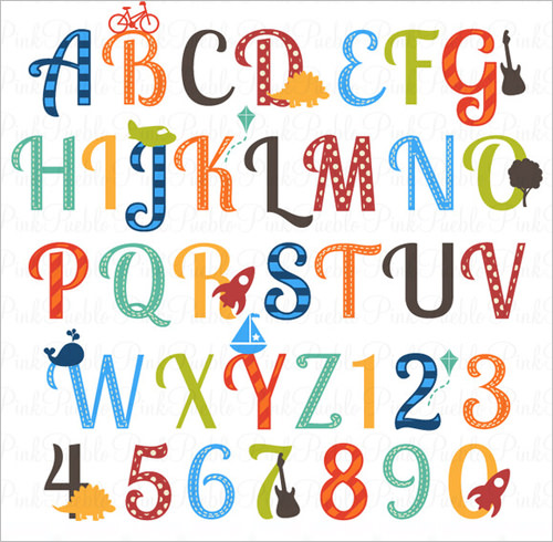 Nursery alphabet letters ai vector format cliparts