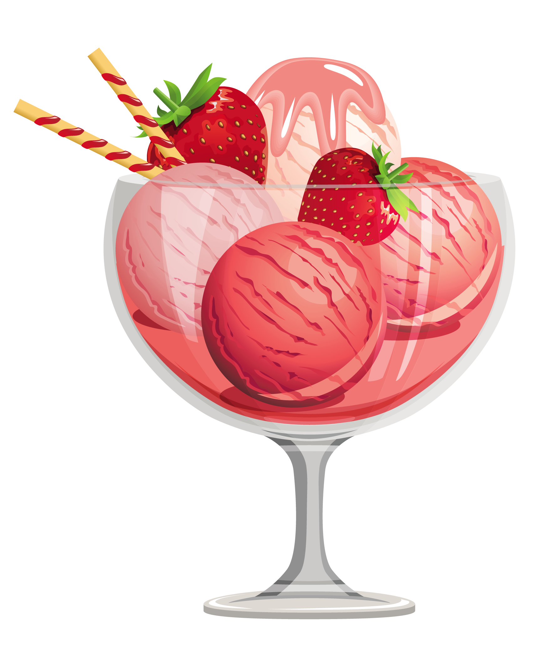 Strawberry ice cream sundae clipart 3
