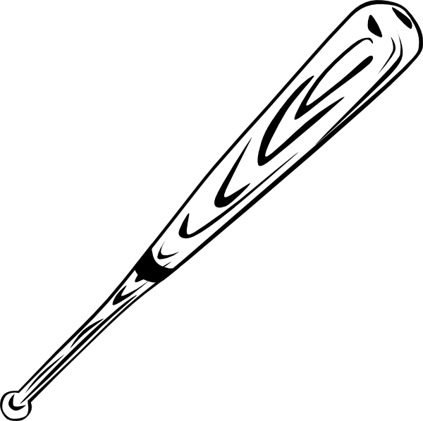 Baseball bat black and white clipart