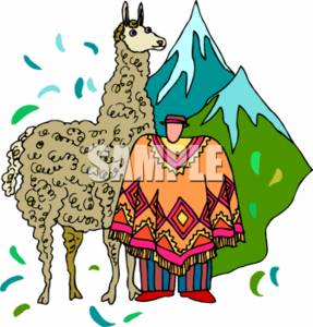 Clipart picture of a man and llama