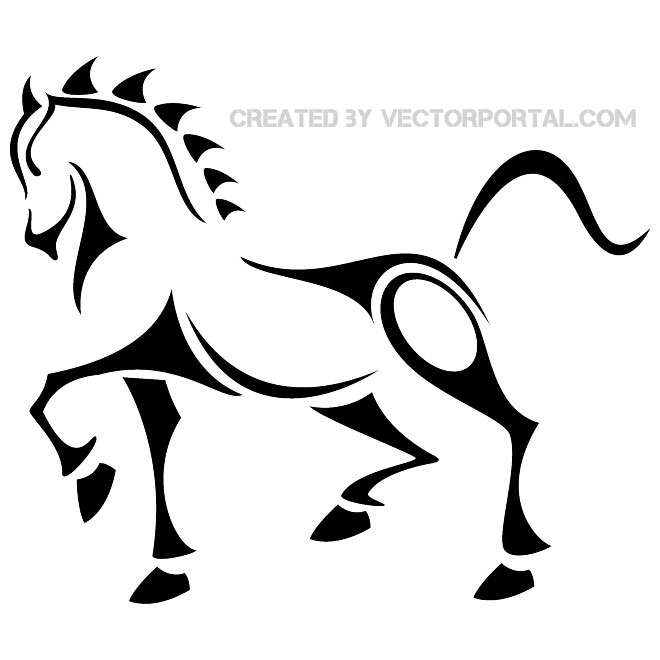 Horse tattoo clip art 2 free vector freevectors