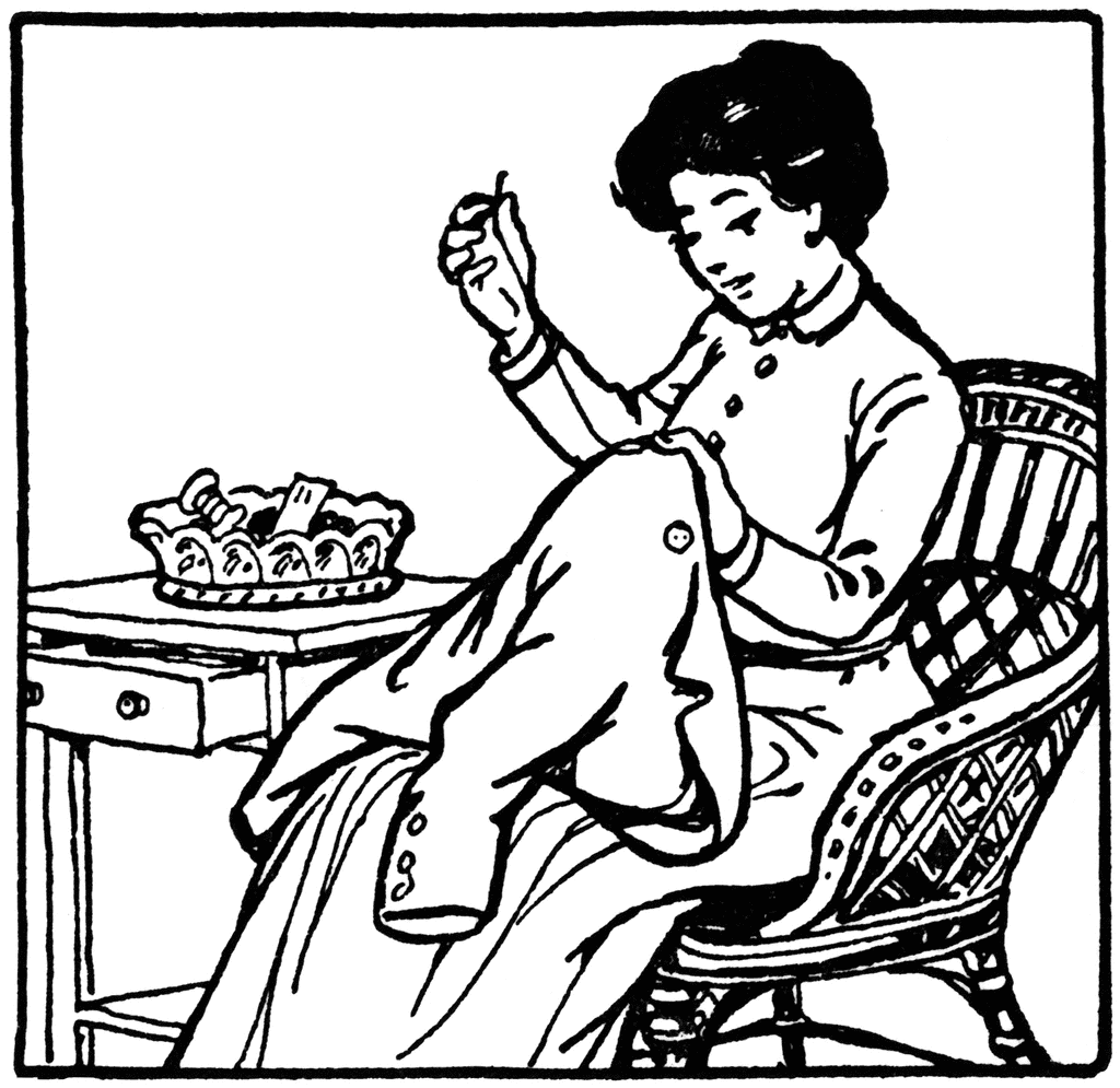 Lady sewing clipart