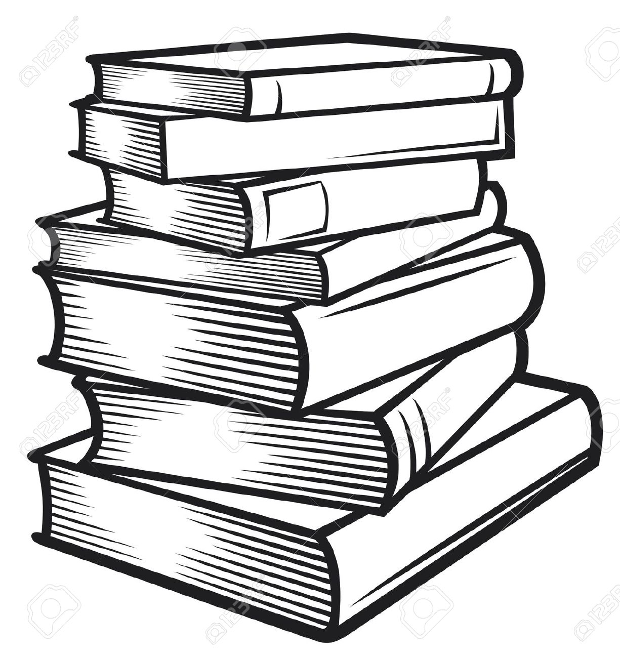 Stack of books black and white clipart kid