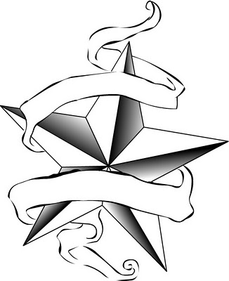Star black and white tattoo clipart