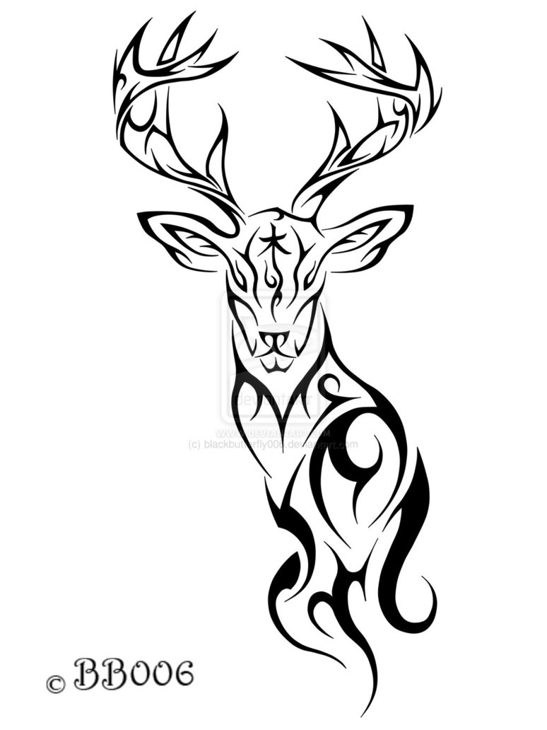 Tribal deer tattoo clipart