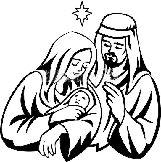 Baby jesus black and white clipart