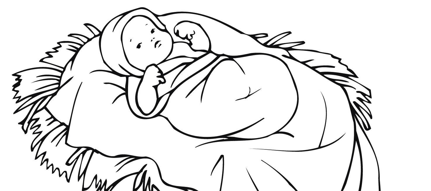 Baby jesus clipart black and white 2