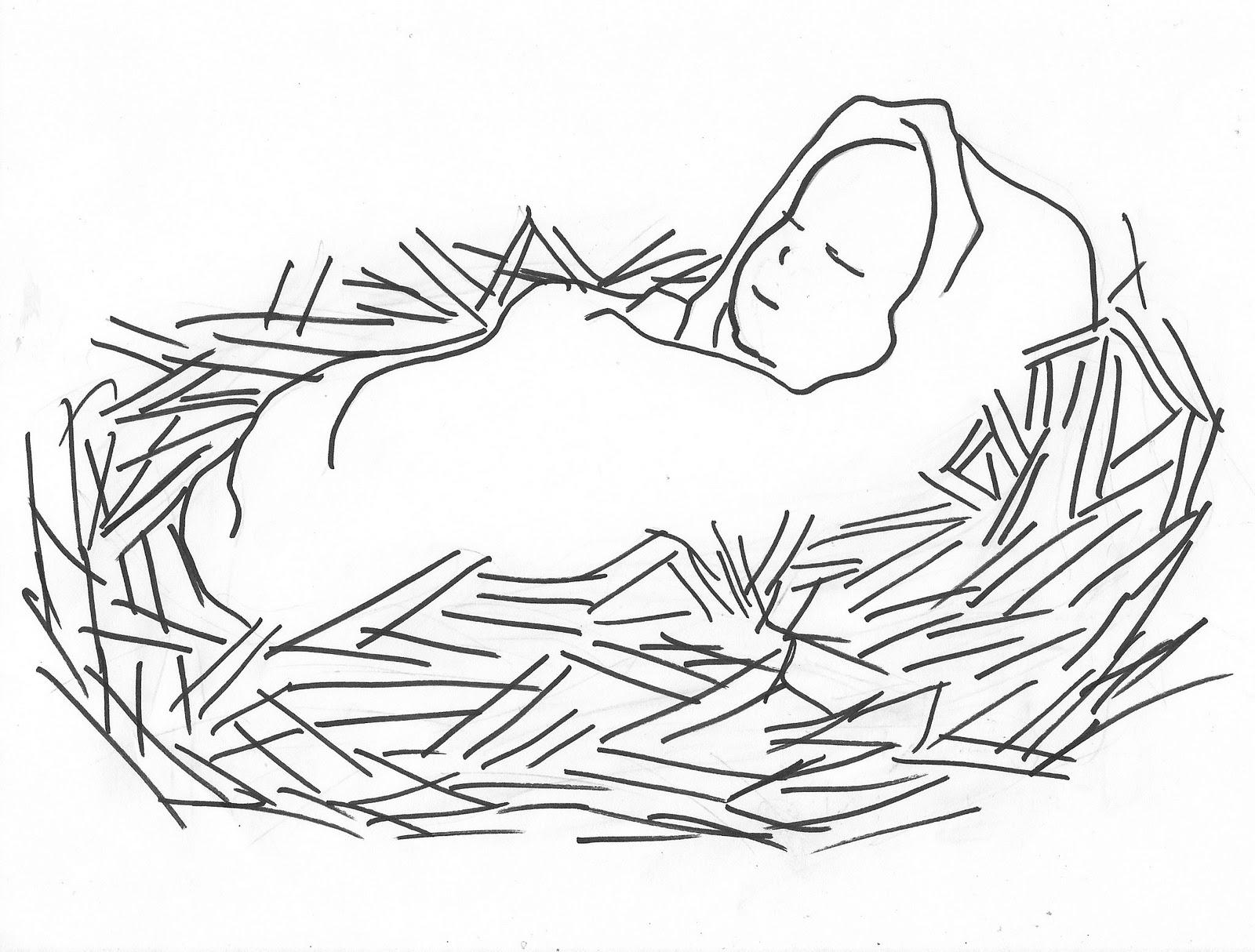 Baby Jesus Clipart Black And White Clipartix