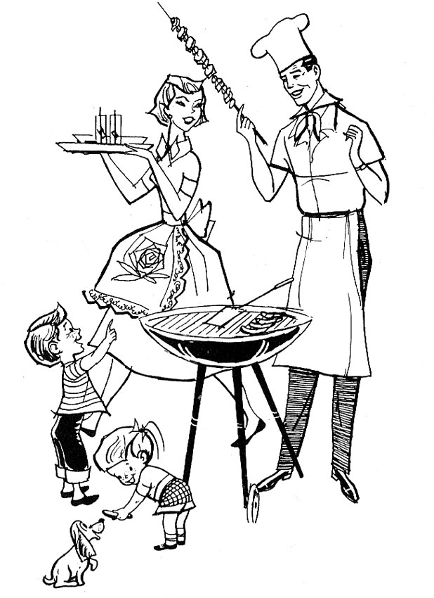 Black family cookout clipart 2