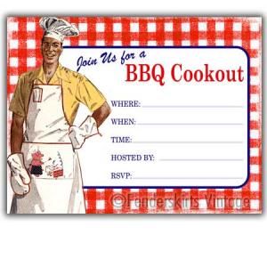 Cookout art invitations and party invitations on cliparts