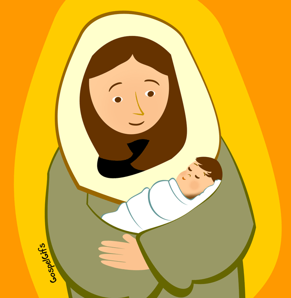 Mary and baby jesus clipart 2