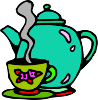 Teapot and teacup smoking vector clip art