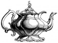 Teapot clip art graphics and tea cups on