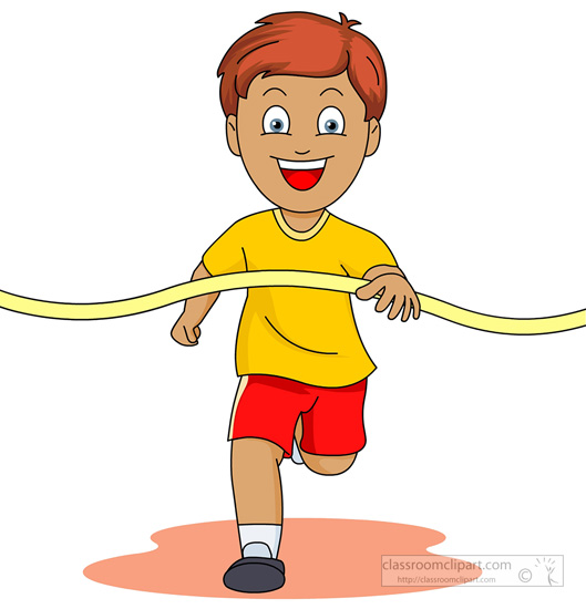 Track and field clipart boy crossing finish line