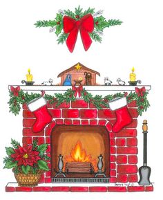 Christmas fireplace clipart free clipartfest