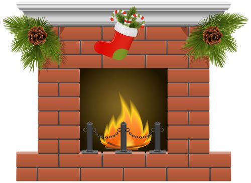 Christmas fireplace clipart the