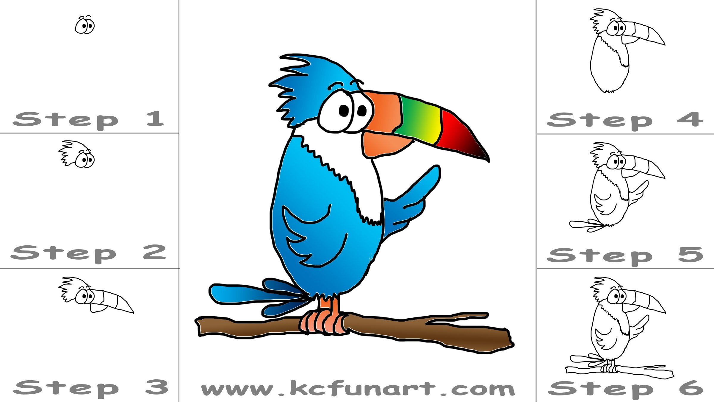 How to draw a cartoon toucan bird youtube