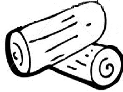 Wood log black and white clipart