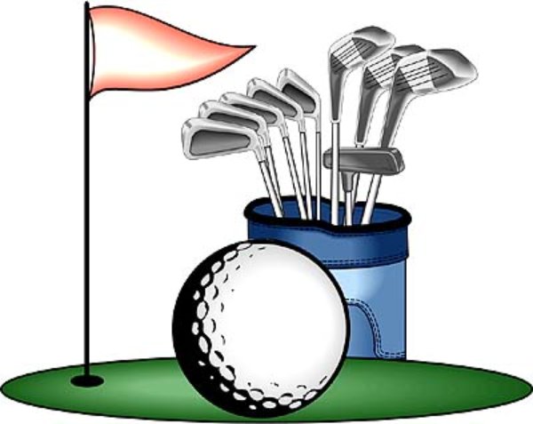 Free golf club clipart image crossed