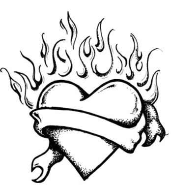 Heart with flames coloring pages of hearts with flames abuv cliparts
