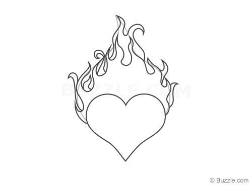 Heart with flames easy instructions to draw a heart clip art