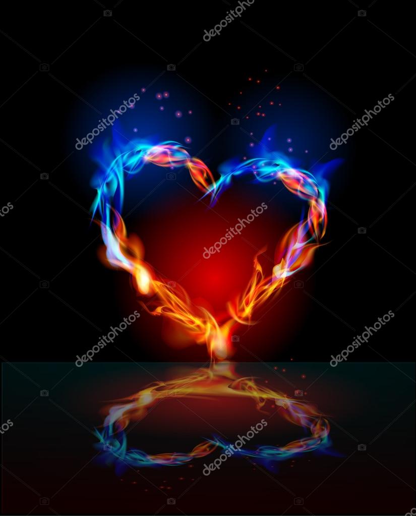 Heart with flames fire collection heart made of flames stock vector irstone clipart