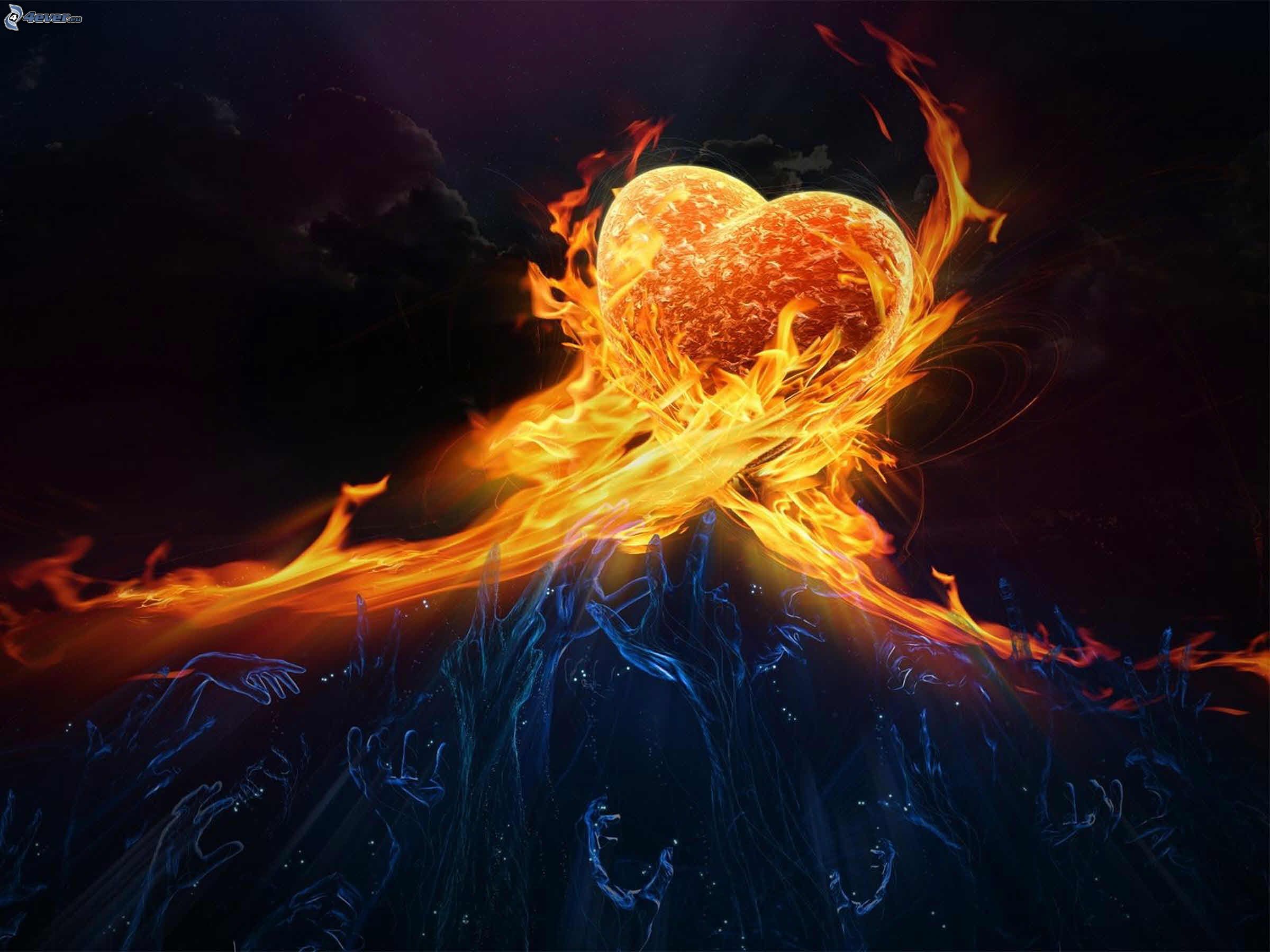 Heart with flames fire heart clip art