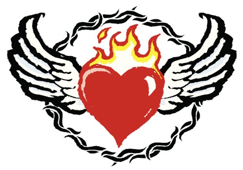Heart with flames flaming heart tattoo clipart