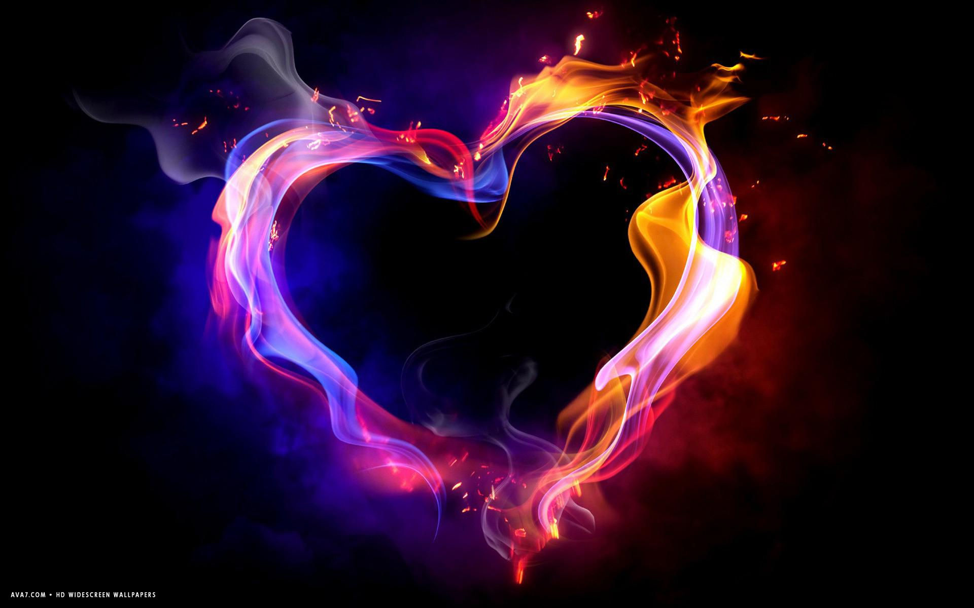 Heart with flames heart art colorful shape flames black hd widescreen wallpaper clipart