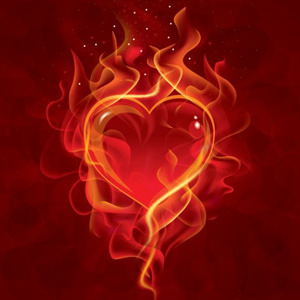 Heart with flames heart in flames vector clipart