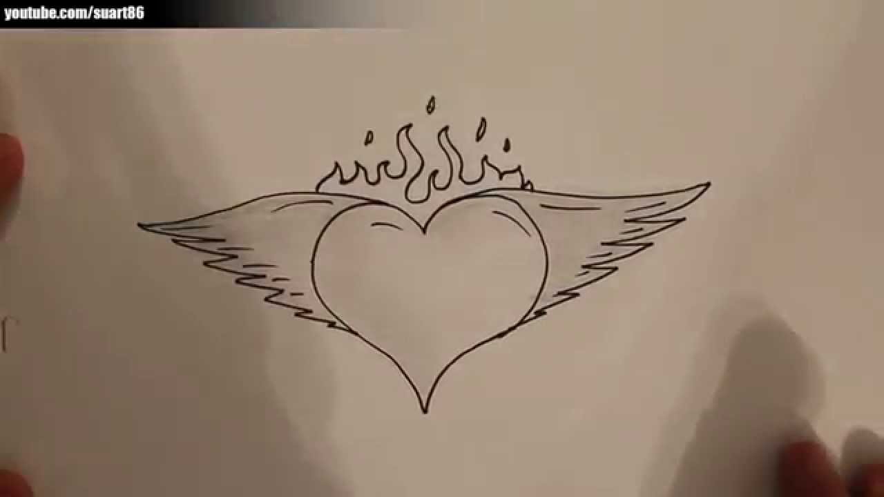 Heart with flames how to draw a heart with wings and flames youtube clip art
