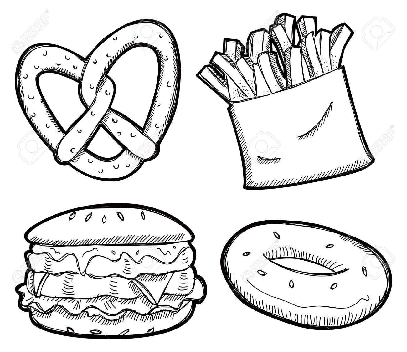 Snacks clipart black and white snack