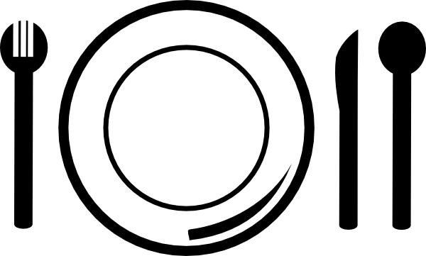 Dinner plate black and white clipart
