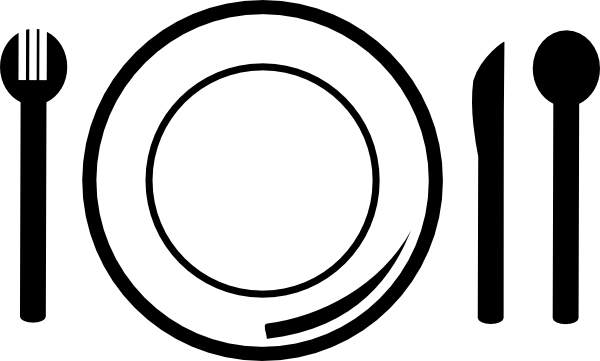 dinner plate clipart black and white