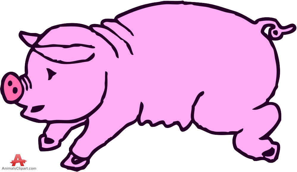 Doodle drawing of pink pig clipart free design download